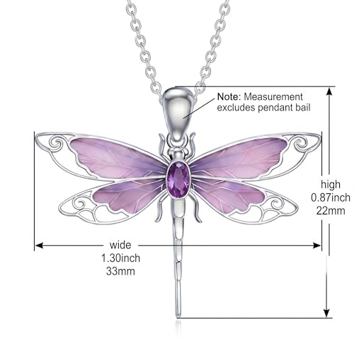 Collier libellule améthyste naturelle et argent 925 de haute joaillerie - 6