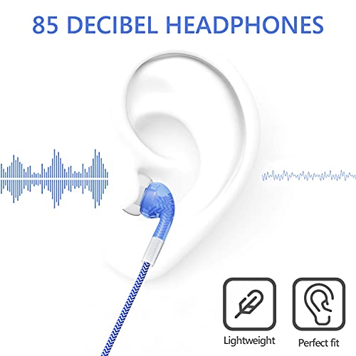 GEEKRIA Kids Wired Earbuds with Mic & Volume Control for School and Online Class Children's 3.5mm Jack In-Ear Earphone with 85dB Volume Limit for Small Ears Storage Case Included (Blue) - Image 2