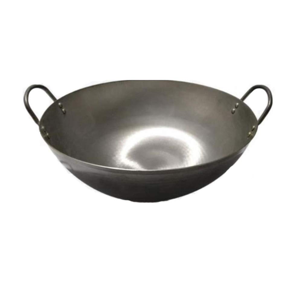 Ménage Léger Et Grand Wok Poêle Anti-adhésif Rural Grand Poêle à Gaz Poêle Anti-adhésive Cuisinière Double Oreilles Fond Rond,50cm