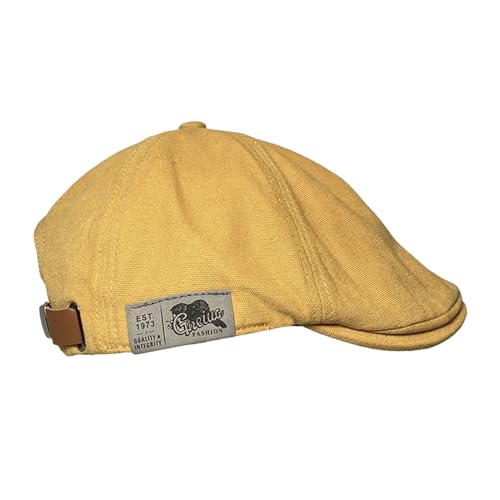 Generisch Boina de fieltro para hombre, boina de verano, vintage, británica, monocolor, ajustable, boina para hombre, gorro de pintor, bañador para niños, amarillo, Talla única