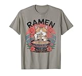 divertente maglietta grafica ramen gatto giapponese kawaii anime noodle maglietta