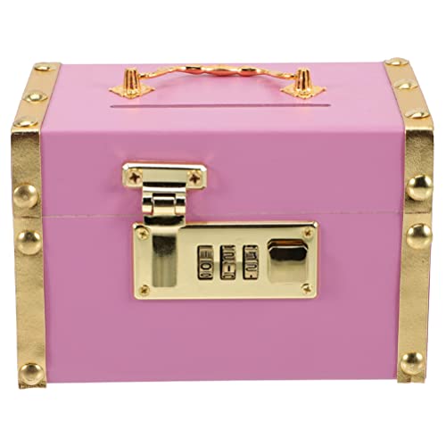 Artibetter Wooden Piggy Bank Vintage Treasure Chest Vintage Keepsake Box Coin Bank Money Case Safe Money Box Decorative Jewelry Box With Lock For Kids Home Pink #TOP20