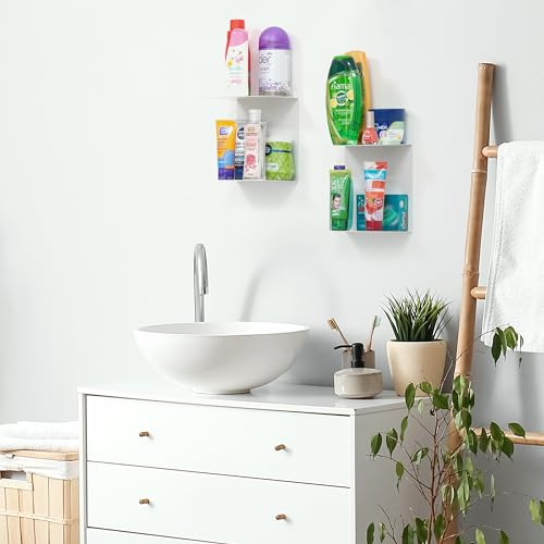 Image of Livzing Invisible Floating Metal Book Shelf-CD DVD Display Rack-Kitchen Storage Shelf-Wall Mount Bathroom Rack -Multipurpose Storage Organizer for Home Decor Items (Pack of 2)- White