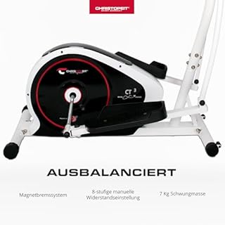 Christopeit Vélo elliptique et vélo d'appartement, 2 en 1 CT 4 avec frein magnétique de 7 kg et 8 niveaux de résistance – Entraînement silencieux, écran LCD, capteurs de pouls et support pour tablette