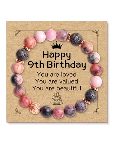 Birthday Gifts for 9 Year Old, Happy 9th Birthday Bracelet Gifts for Turning Age Daughter Granddaughter Niece