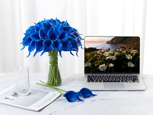 Image of SITUMEIZI 24 Pcs Fake Blue Flowers Artificial Calla Lily