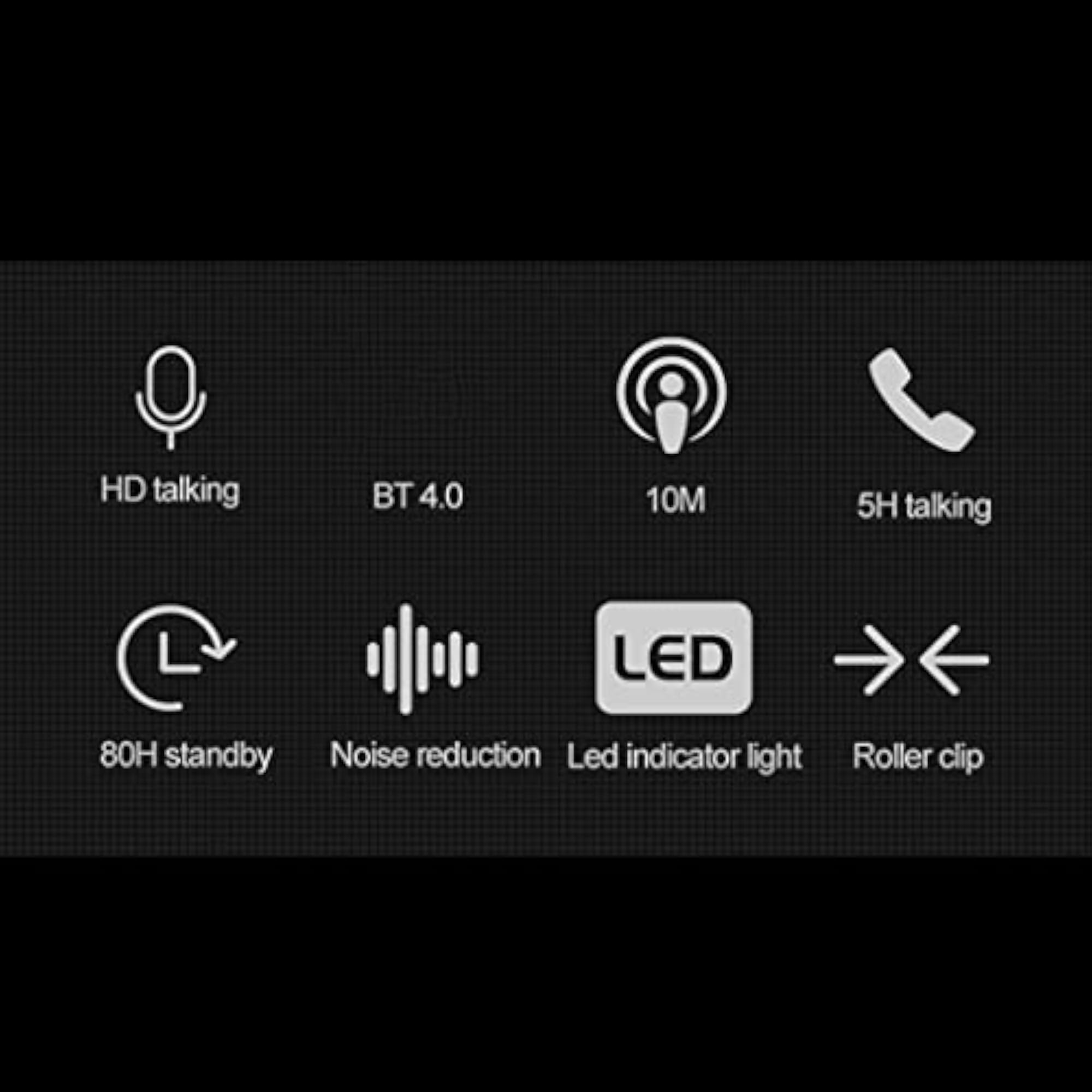 Fineblue Bluetooth Headset with Collar Clip, White