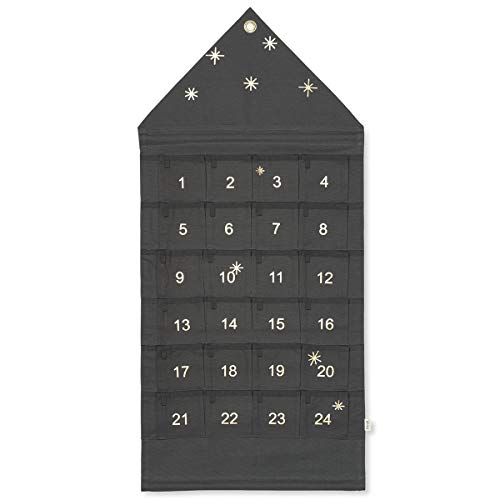 Preisvergleich Produktbild Ferm Living Adventskalender, Baumwolle, Dunkelgrün, 50x150cm