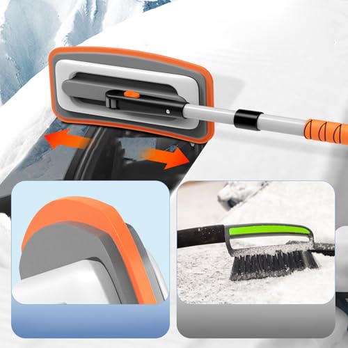 Rascador de hielo extensible de aluminio para parabrisas de coches y techos de SUV 6