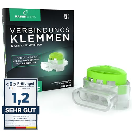 RASENWERK - Kabelverbinder für Mähroboter Begrenzungskabel - Verbindungsklemmen mit wasserdichter Gelfüllung - Kompatibel mit Markenherstellern wie Gardena Husqvarna Worx Bosch - 5 Stück