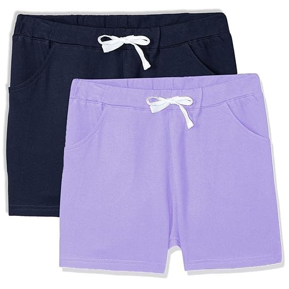 Image of Cloth Theory Premium Cotton Shorts for Girls - Regular Fit Pocket Shorts for Girls Pack of 2