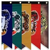 5PCS Wizard House Flag Banner 20' x 12',Witch Wizard Magical School Classroom Decorations Birthday Party decor, Premium Indoor Outdoor Party Yard Flag Magical Backdrop