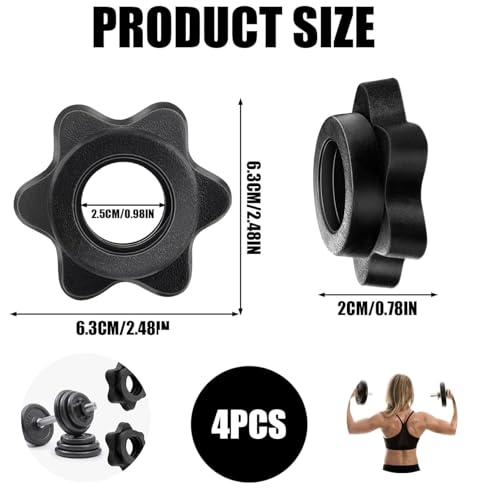 4 Pcs Dumbbell Clips,Anti-Slip Barbell Clip Bar Hexagon Nuts,Hex Nut Spin-Lock Collars Screw Clamps Dumbbells Clamp Dumbells Connecting for Gym Home Equipment Fitness Train Weight Lifting Olympic Bars - Image 3