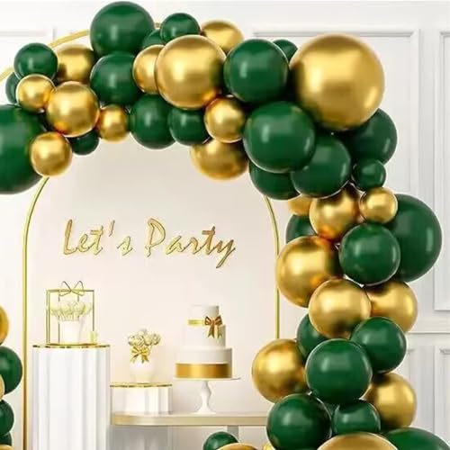 Image of 200 Pcs Green and Gold Balloons 12 Inch Latex Dark Green Metallic Gold Bulk Balloon Arch Garland Kit with Ribbon for Birthday Wedding Bridal Baby Shower Supplies Graduation Party Decorations