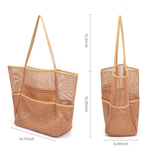 mesh beach bag large beach bag 25L with 5 packet, ideal for pool, Gym, Grocery and Toys storage2