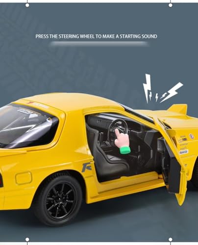 Image of 1:24 Initial D Mazda RX7 Toy Car Diecast Metal Pull Back Car - 4 Openable Doors with Sound & Light | Luxury Toy Car & Gift for Kids 【Colors as Per Stock】