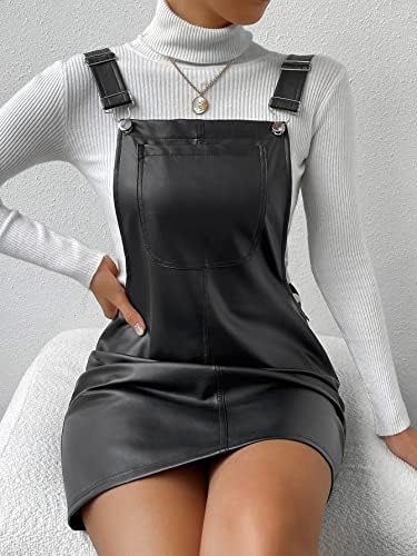 FDSUFDY Summer Dresses for Women 2022 Solid Overall Dress Without Tee Dresses for Women (Color : Black, Size : Small)