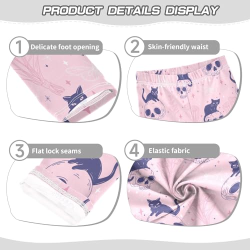 Cats Skulls Girls Leggings,Workout Leggings for Girls Toddler Athletic Leggings Size for 3-10T3