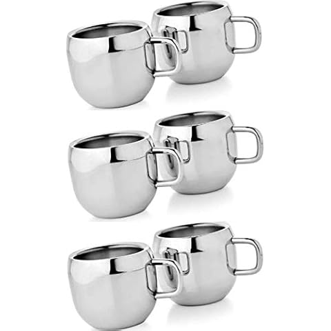 WhopperIndia Stainless Steel Coffee Cup Mug Double Wall Stainless Steel Tea Cups, Reusable & Dishwasher Safe Set of 6 Cover