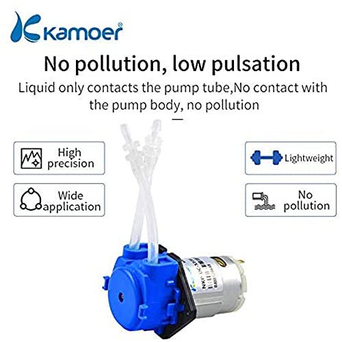 Image of Low flow peristaltic pump 12V dc Kamoer NKP DIY liquid small dosing pump for aquarium lab analytical 3mm ID x 5mm OD Blue
