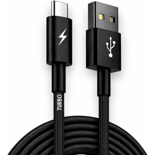 Cabo USB para USB-C 1 Metro Turbo Carregamento Rápido — Nylon Trançado Reforçado Compatível iPhone 15/16 Samsung Galaxy Xiaomi MacBook Notebook Tablet — Preto