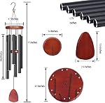 Grandes cheminées de vent extérieures, 37 Inches, Tubes en aluminium, Brun et Noir, Style traditionnel, Parfait pour les cadeaux de jardin, patio, mémorial et sympathie