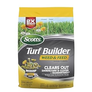 Scotts Turf Builder Weed and Feed3 - Weed Killer Plus Lawn Fertilizer, Controls Dandelion and Clover, Grass Fertilizer For Up To 5,000 sq. ft., 14.29 lbs.