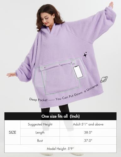 Image of KFUBUO Sherpa Wearable Blanket Hoodie Adult Oversized Sweatshirt Blanket Gifts for Women