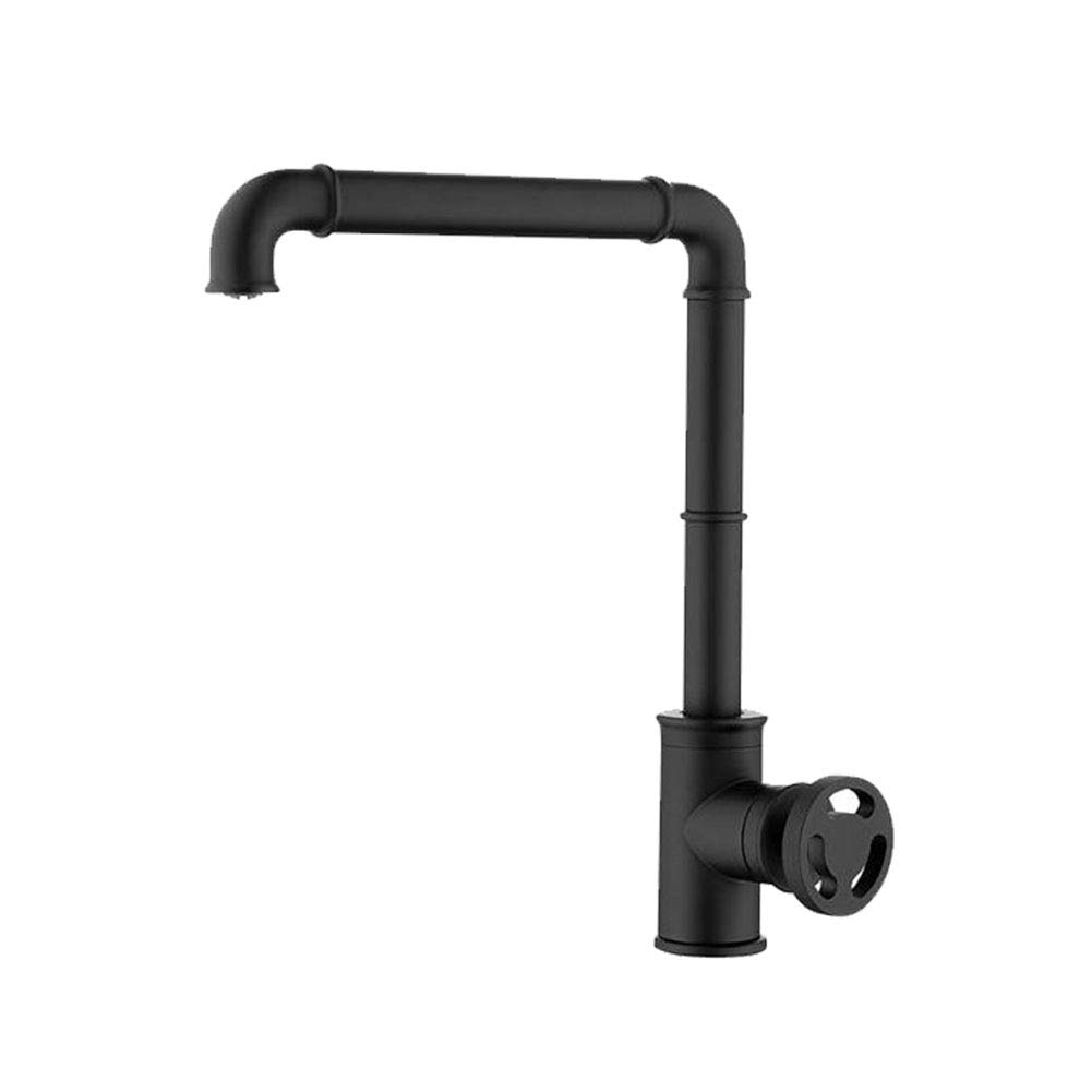 Rubinetto da Cucina in Stile Industriale retrò, Miscelatore monocomando in Ottone per Acqua Calda e Fredda, Elegante Rubinetto da Bagno Nero, Design Resistente ed Elegante per cucine Moderne