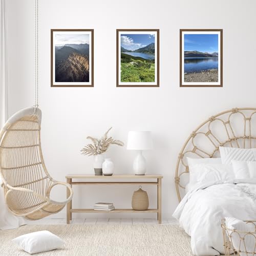 Image of JCJMY 12x16 Picture Frame Brown with 11x14 Mat, Display Photo 11x14 with Mat or 12 x 16 Without Mat, Wall Hanging Large Frame with Plexiglass, Brown