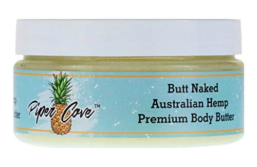 HEMP BODY BUTTER FOR DRY SKIN - All Natural Healing Moisturizer, Eczema, Psoriasis, Anti-Aging Elasticity/Hydration Formula, Vegan, Cruelty Free Skin Care, 8oz. (Butt Naked-Tropical Scent)-Piper Cove