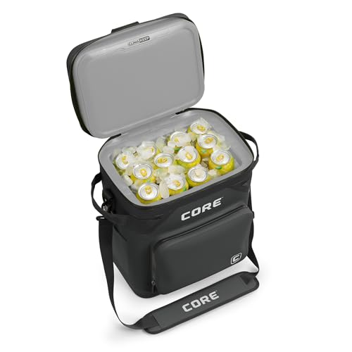 Image of CORE Magnetic Leak Proof Soft Cooler with Waterproof Zipper | Insulated Bag Portable Ice Chest Box | Best Soft Cooler for Food & Beverages for Tailgating, Car Camping, Travel, and Family Beach Picnics