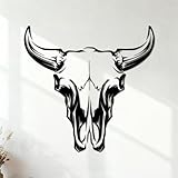 Pegatinas de grabado Logotipo de restaurante de carne de res, cabeza de animal mexicano, cráneo de toro 36x37.2cm Incluye kit de película de transferencia Negro