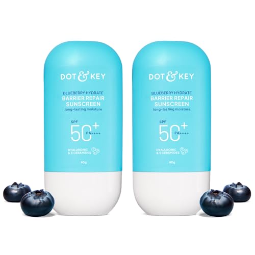 DOT & KEY Blueberry Hydrate Barrier Repair Sunscreen SPF 50+,PA++++ 80g Pack of 2|For Dry & Sensitive Skin|Non - Greasy Finish|No White Cast|UV & Blue Light Protection|Broad Spectrum| 160g |Pack of 2 - Image 2