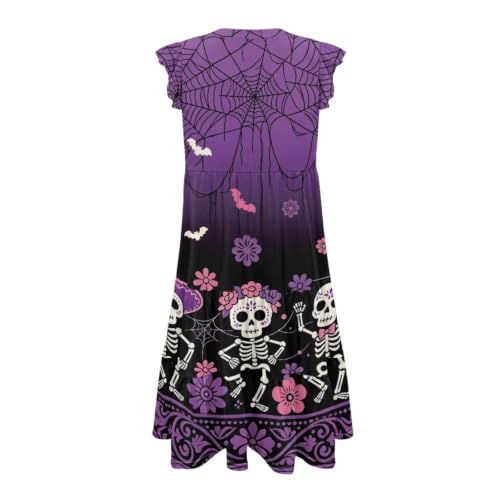 Image of Womens Summer Dress Ruffle Sleeve V Neck Dress Casual Fit Flowy Beach Vacation Sundress with Pocket S-2XL