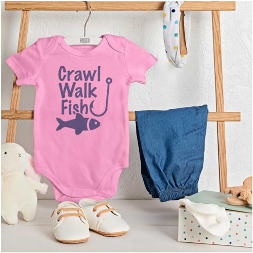 Image of Brisco Brands Crawl Walk Fish Funny Fishing Routine Humor Romper Bodysuit