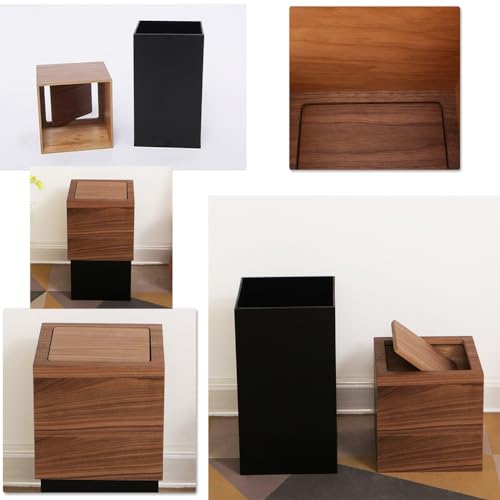 Papelera de madera con tapa cuadrada para baño libre de malos olores 4