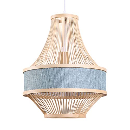 LATAFA Candelabros Naturales Lámpara Colgante Bohemia Única Lámpara De Araña De Mimbre Simplicity Creative Pantalla De Lámpara De Bambú con Lámpara Colgante Basket Shade Para Comedor Granja Cocina