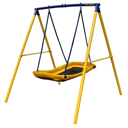 Zero Gravity Gartenschaukel mit stabilem & rostfreiem Metallrahmen. Gartenspaß für bis zu 2 Kinder - Schaukelketten für mehr Sicherheit - Reißfester Stoff - Schaukel Outdoor (Magic Carpet)