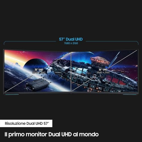 Gaming Odyssey Neo G9 (S57CG952), Curvo (1000R), 57'', 7680x2160 (Dual UHD), 32:9, Mini LED, HDR1000, VA, 240 Hz, 1 ms (GtG), FreeSync Premium Pro, HDMI, USB, Display Port 2.1 - Monitor - Immagine 5