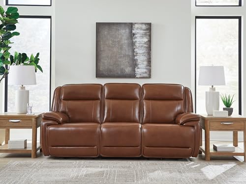 Signature Design by Ashley Healy Pier Modern Power Reclining Sofa with Adjustable Headrest and Storage, Dark Brown