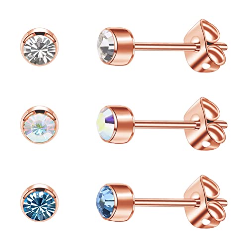 Studs d'oreilles filles et femmes en cristal de 4 mm pour offrir
