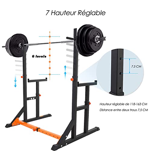 ISE Supports Réglable de Rack Squat Multifonction Barbell, Rack Musculation Cage de Squat avec Barres pour Haltères… - Les Beatles, Paul McCartney, John Lennon, RIngo Starr, George Harrison ISE Supports Réglable de Rack Squat Multifonction Barbell, Rack Musculation Cage de Squat avec Barres pour Haltères… – Image 4