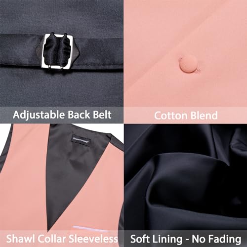 Image of Barry.Wang Mens Suit Vest Bow Tie Set 4PCS Formal V-neck Slim Fit Casual Solid Color Waistcoat Wedding Party Tuxedo