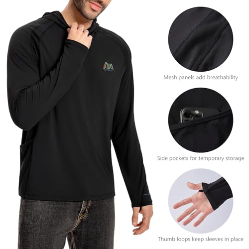 Men’s UPF 50+ Hoodie Shirt Long Sleeve Permanent UV Sun Protection Vented Tee Performance for Outdoor Hiking Fishing4