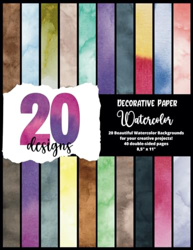 Decorative Paper 8,5 x 11 Watercolor: 20 Double-sided Craft 