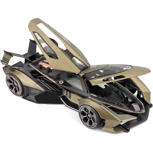 Image of 1:22 Scale Diecast Metal Car Lambo V12 GT Toy Car for Kids with Light Sound Pull Back Openable Door Collection Model Cars