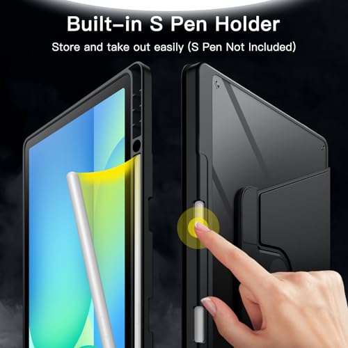 Image of JETech Rotating Cover Case for Samsung Galaxy Tab S10 FE Plus /S10 FE+ 13.1-Inch with S Pen Holder, 360 Degree Rotation Protective Stand Cover Clear Back, Auto Wake /Sleep (Black)