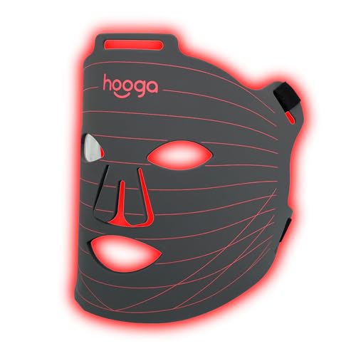 Hooga Red Light Therapy Mask LED Face Mask 630nm 660nm Red & 850nm Near Infrared Light Therapy Tri Chip LEDs Rechargeable Adjustable Comfortable Face Mask