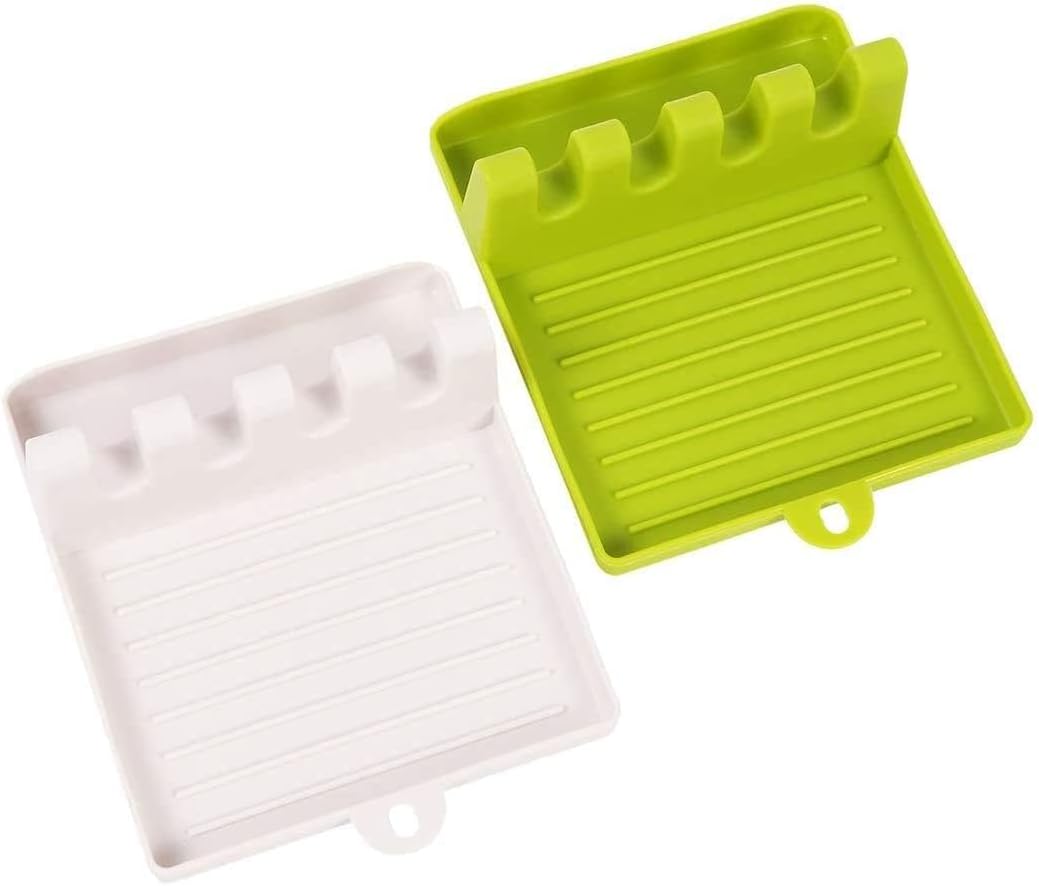 Kepzell Utensil Rest for Stove Top, Spatula/Tongs/Spoon Rest with Drip Pad & Pot Stand, Multifunction Kitchen Spatula Rack with Lid Holder, 2 Pack